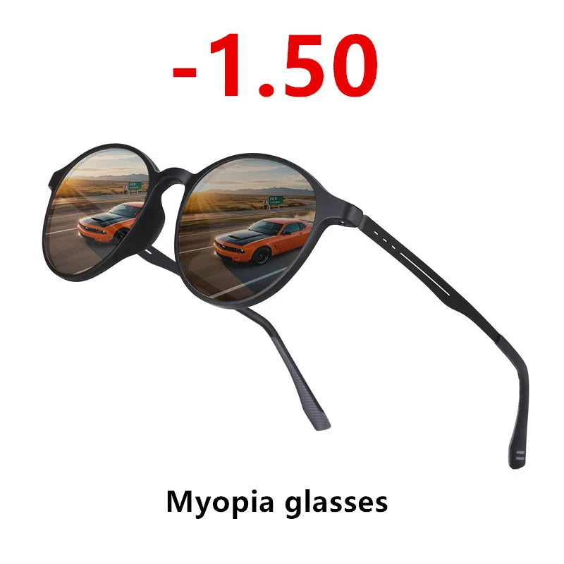 Ultralight Titanium Small Round Frame Men Anti-blue light Myopia Glasses Sunglasses Trend Wild Nearsighted Sun Glasses -1.0~-6.0