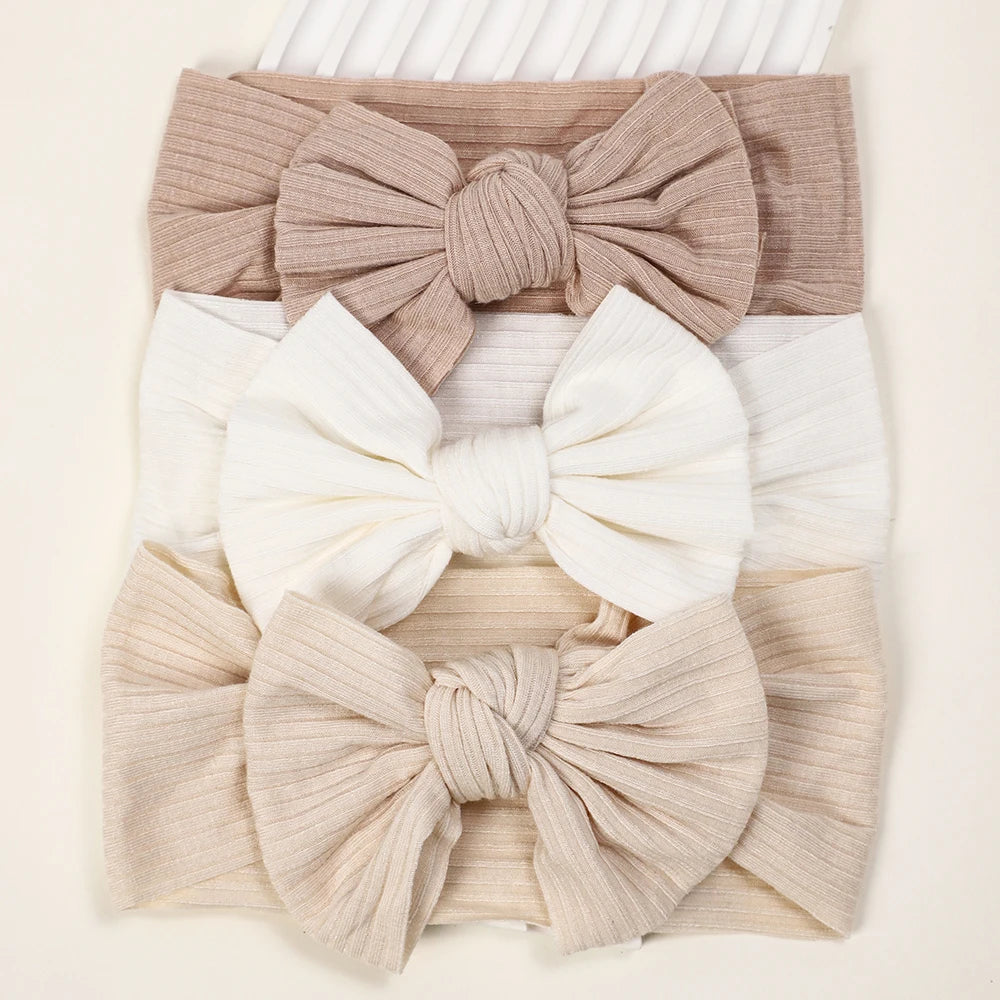 3Pcs/Lot Knit Baby Headband Bow Newborn Elastic Soft Nylon Headbands For Baby Girl Turban Infant Hair Accessories Kids Headwear