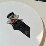 British Style Rhinestone Pearl Bee Tie Fabric Bowties Ties Clothing Short Necktie Shirt Collar for Men and Women Accessories