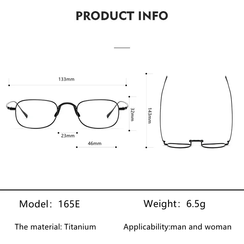 Vintage Small Square Oval 6.5g Ultra-Light Pure Titanium frame ，KJ45|Thin Frame of Golden Wire|For Men and Women