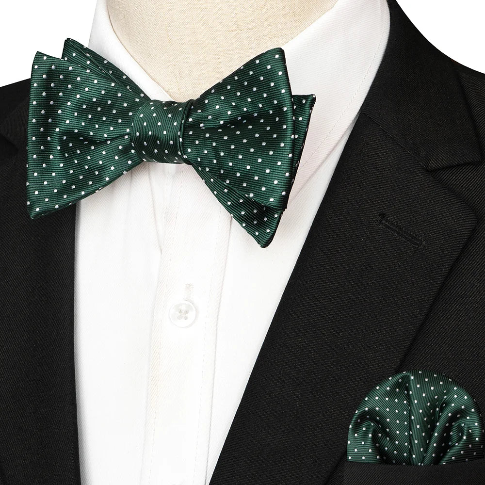 EASTEPIC Striped Bow Tie for Men Hanky Set Plaid Accessory Paisley Neckwear Floral Design Polka Dot Pure Black Evening Party