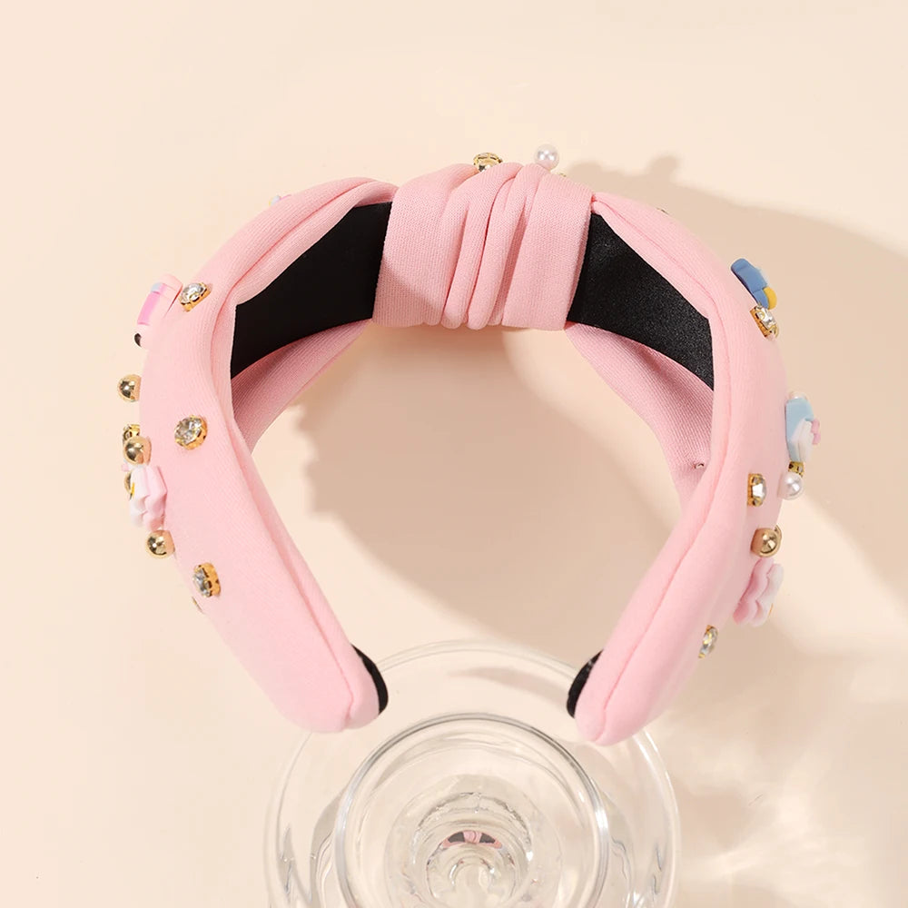 Knotted Wide Headbands Diadem For Back To School Pearls Pencil Hair Bands Kids Head Hoop Girls Children Daily Tiara Accessories