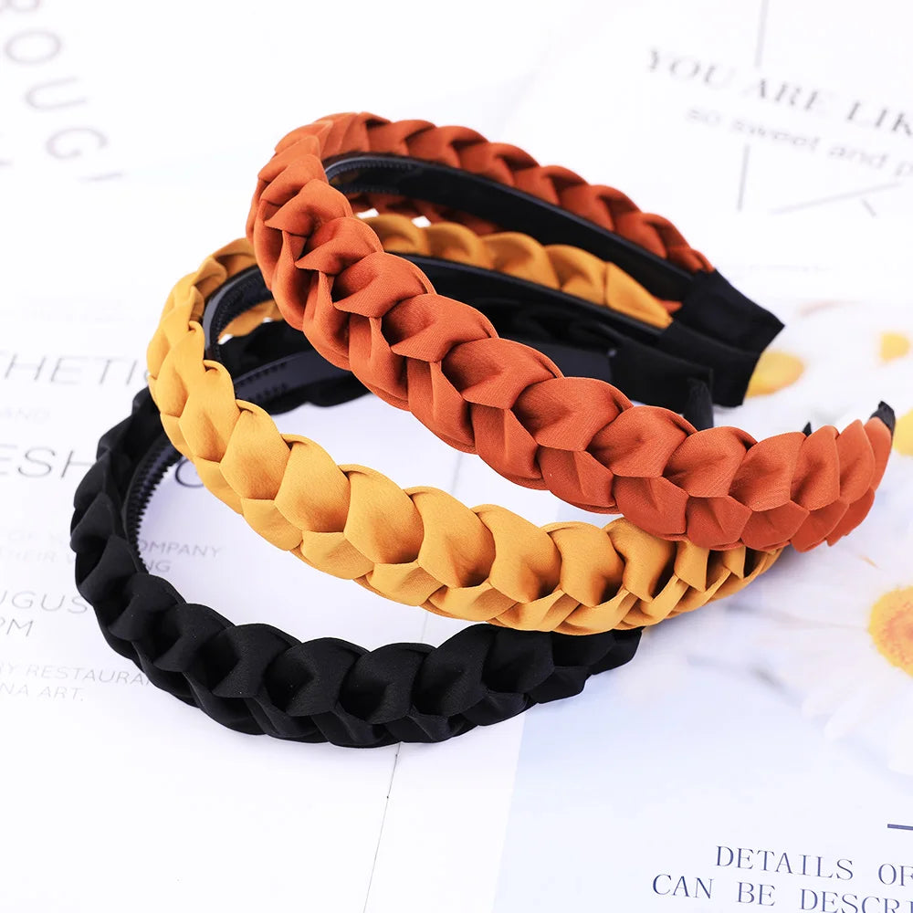 Braided Headband Women Girls Elastic Hairbands Non-slip Fashion Weaving Hair Hoop Bands Female Bezel Hair Accessories Headwear