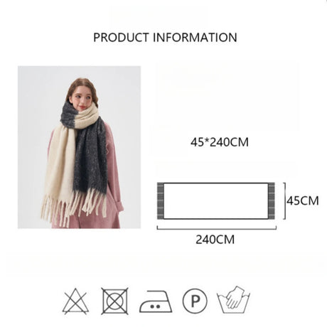 Winter Thickened Cashmere Scarf Long Color Blocking Soft Shawl Design Luxury Women Pashmina Scarves Tassel Bufanda Echarpe 2024