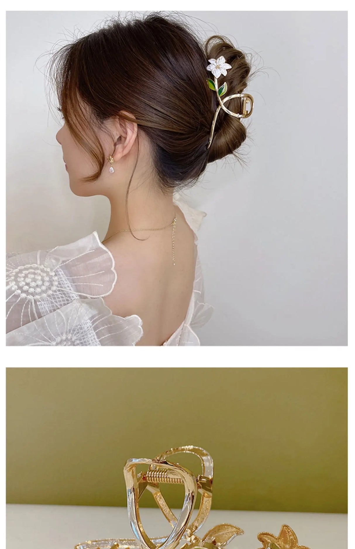 New Women Metal Hair Claw Elegant Gold Flowers Hair Clips Barrette Crab Headband Ponytail Clip Headwear hair accessories tiara