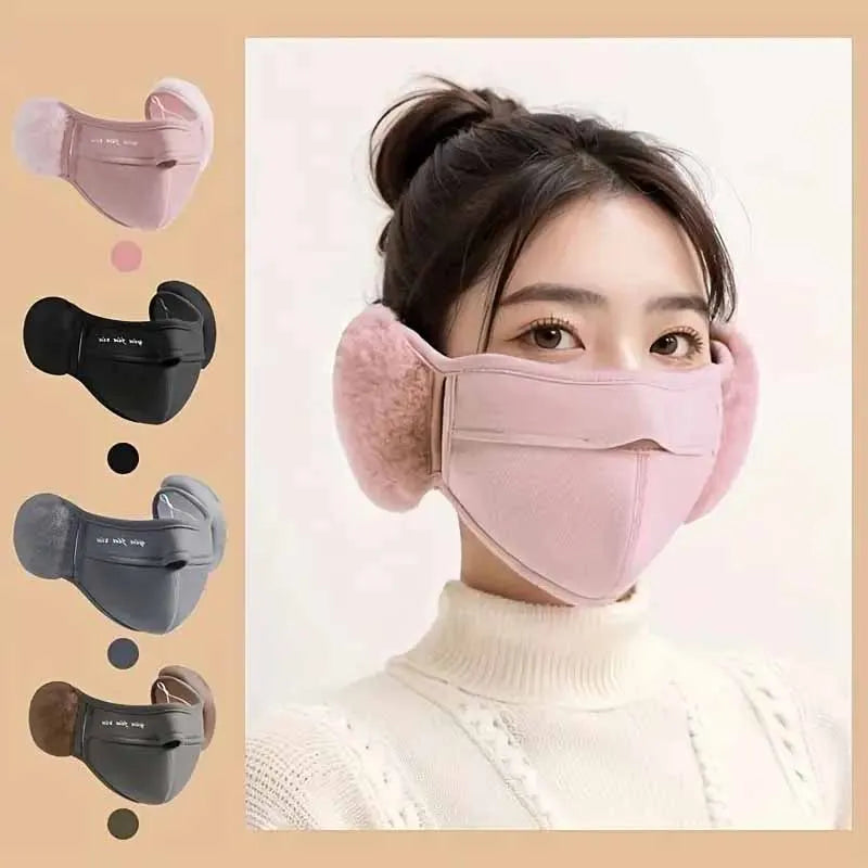 2-piece set of winter outdoor warm ear protection masks for men and women elastic anti cold and windproof plush masks