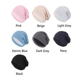 Unisex Men Women Beanie Cotton Night Sleep Cap Bonnet Chemo Hat Headwear Turban Baggy Hair Care Nightcap Pullover Hat Solid Colo