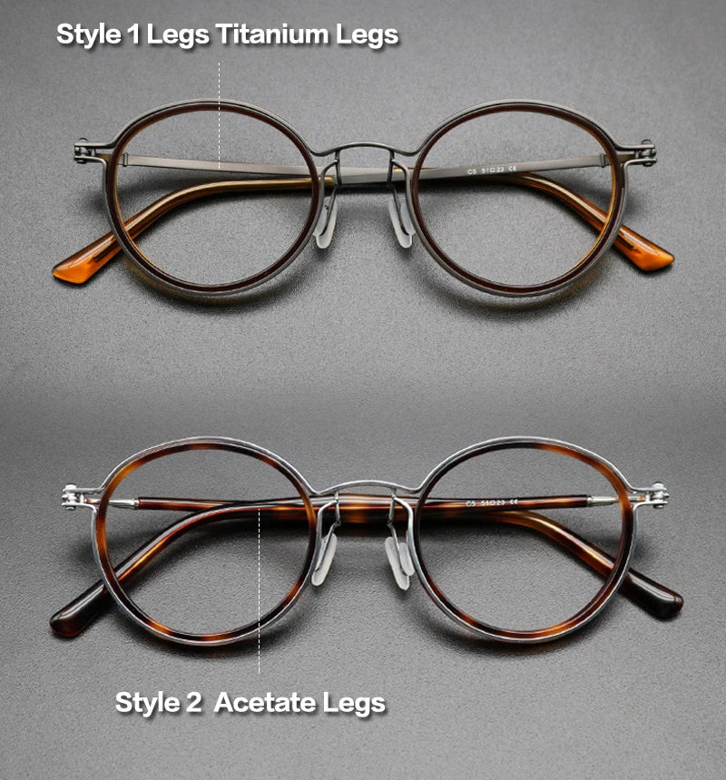 Vintage Pure Titanium Eyeglasses Frame Men Round Ultra Light Glasses Frame Women Retro Luxury Brand Designer Eyewear