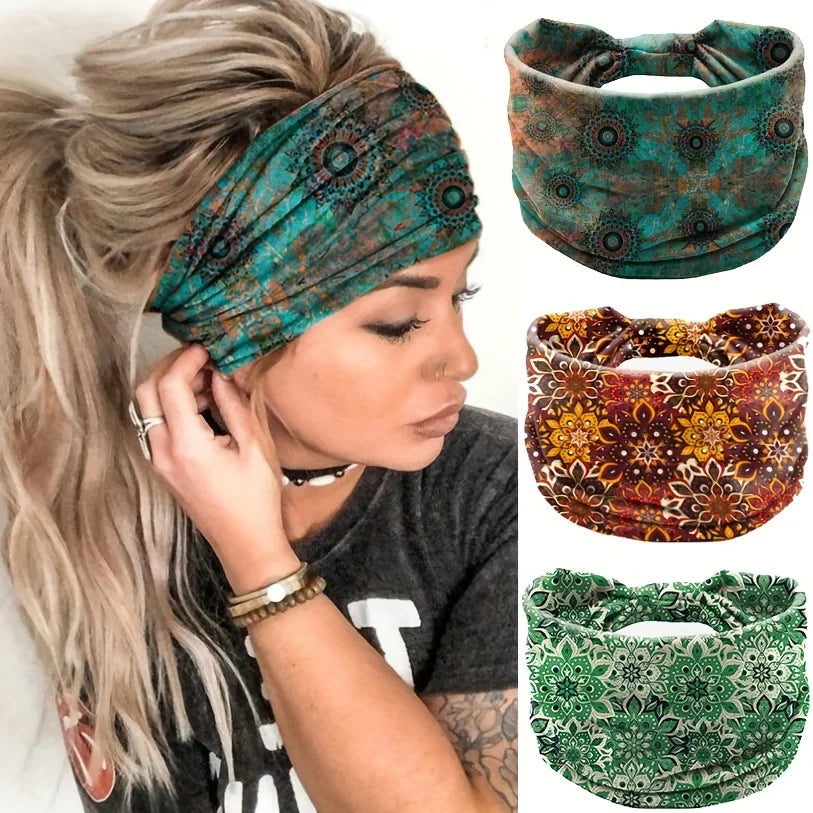 Bohemian Hair Bands in Europe and America, Dotted with Datura Flowers, Elastic and Sweat Absorbent, and Fashionable Headdrdresse