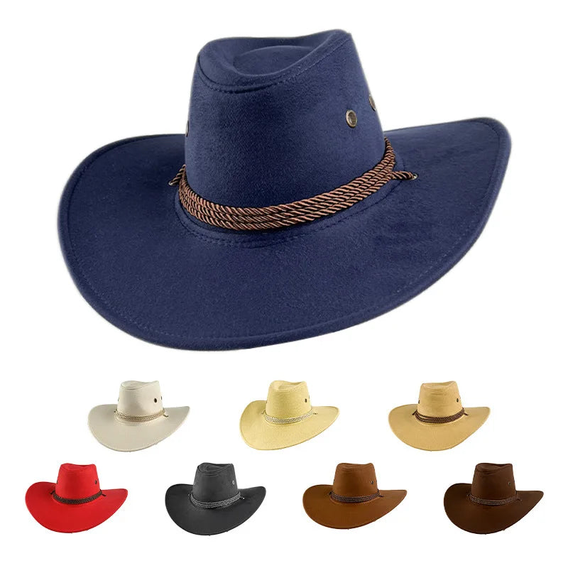 New British Style Jazz Hat Cowboy Hat Western Suede Denim Hat Men's and Women's Ethnic Style Retro Knight Top Hat Wholesale