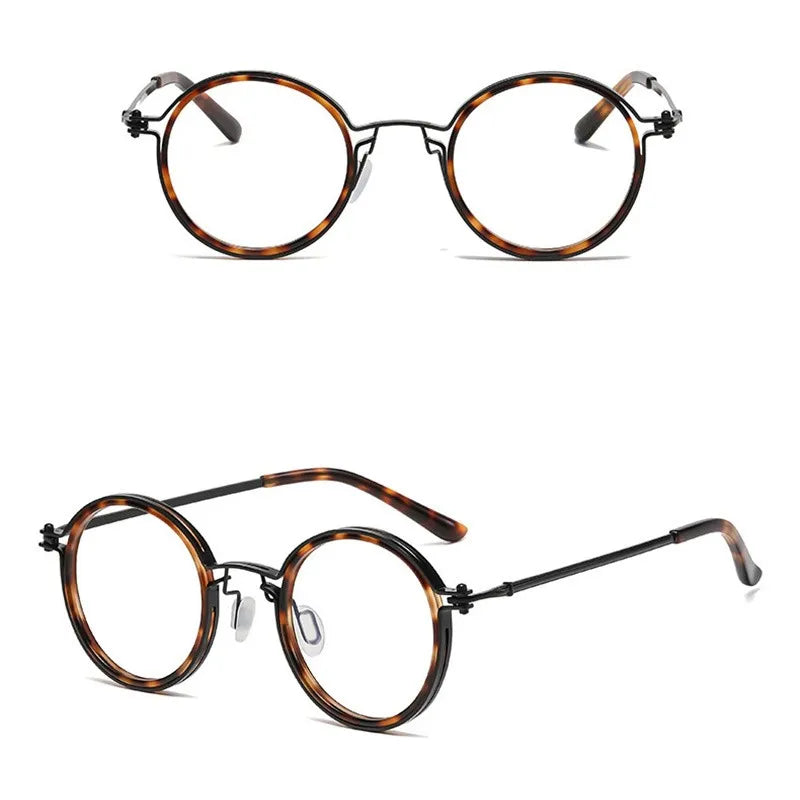 Reading Glasses Men High Quality Round Alloy Magnifying Glasses Eye Prescription 0 To +4 Clear Lens Anti Blue Light Glasses New
