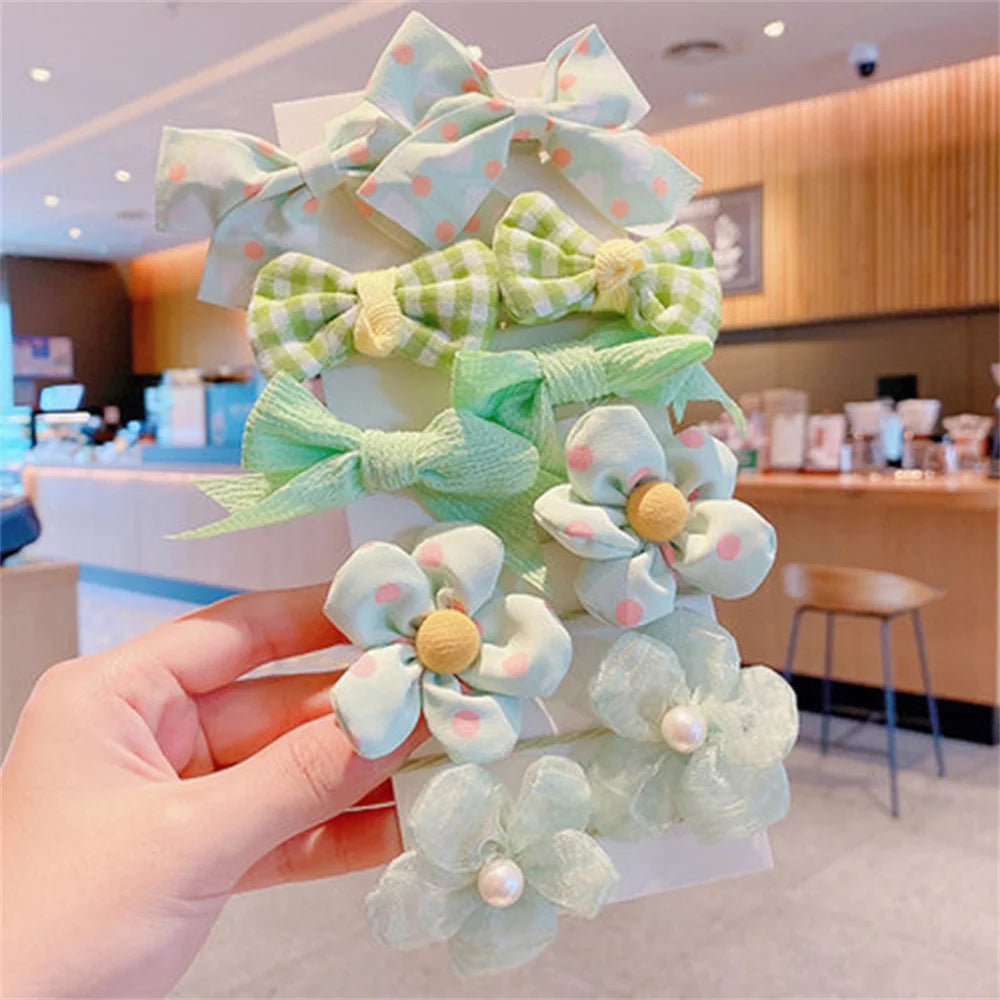 10pcs/set Flower Bowknot Elastics Hair Ties for Girl Children Cute Rubber Bands DIY Colorful Hair Bands Hair Accessories