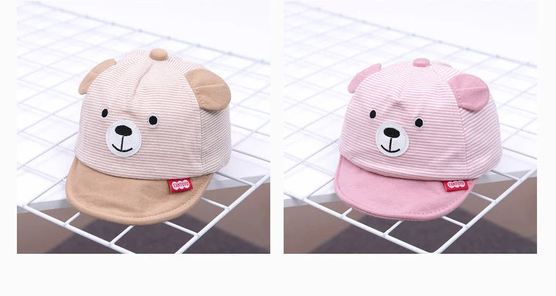 Baby Bear Baseball Cap New Spring Summer Cute Cartoon Solid Sunhat Boys Girls Cotton Snapback Caps Kid Hip Hop Fishing Hat 3-12M