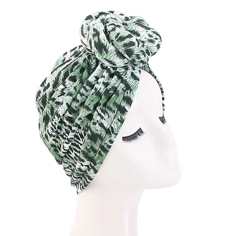 African Print Turban for Women New Fashion Pre-Made Top Knot Head Wraps Flower Stretch Hijab Ladies Party Wedding Headdress