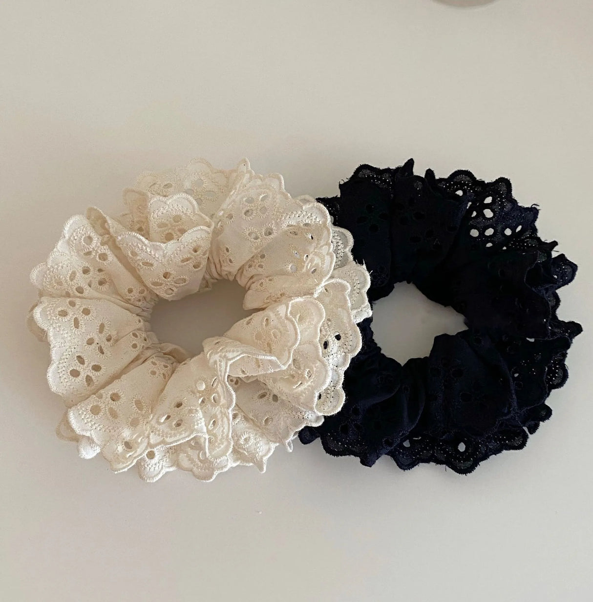 Lace Scrunchies for Women Elastic Hair Bands Ponytail Holders Tie Solid Color Hair Hoop Scrunchy Rubber Bands Women Hair Ring