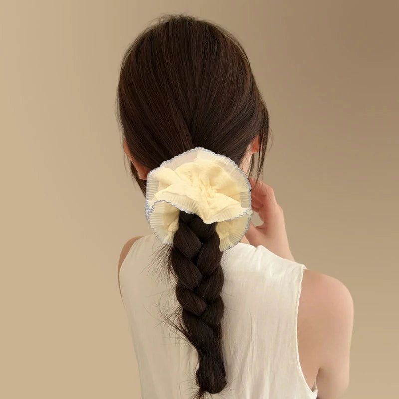 Women Lace Hair Scrunchies Girls Elastic Hair Bands Ponytail Holders Tie Hair Hoop Large Plaid Scrunchy Rubber Bands Headwear