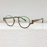High Quality Japanese Retro Red Patchwork Round Pure Titanium Glasses Frames Men Eyeglasses Women Customizable lenses