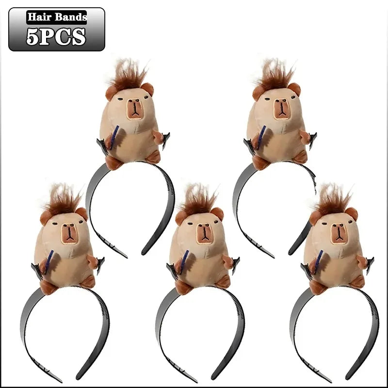 5PCS Headband Cartoon Mouse Hairband New Cartoon Plush Doll Headband French Wide-brim Hairpin Photo Headwear Creative Girl Gift