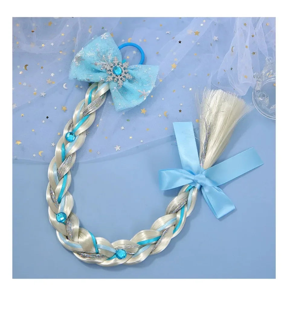 Girls Snowflake Hair Bow Kids Rainbow Hair Tie Princess Accessories Toddler Snowflake Elastics Baby Accessories Hair Bands Braid