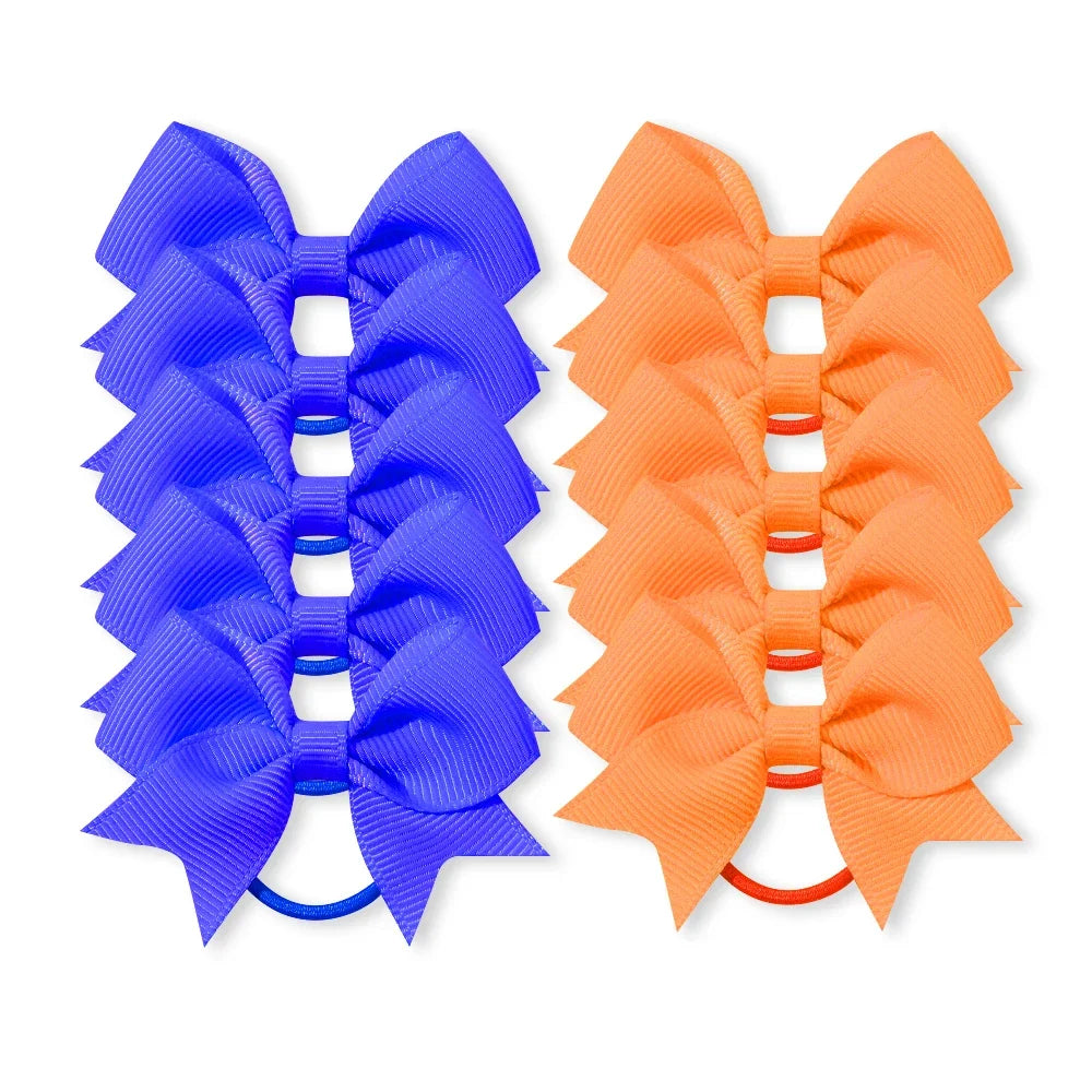 10Pcs/lot Grosgrain Ribbon Pigtail Hair Bows Elastic Hair Ties Hair Bands Holders Girls Baby Hair Accessories for Baby Infants