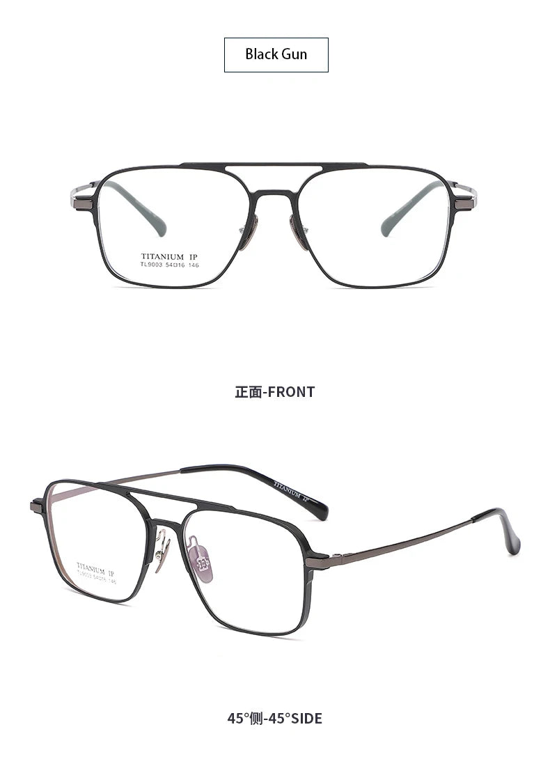Light Pure Titanium Frames Retro Polygon Spectacle Pilot Ultra Double Bridge Customized Optical Prescription Eyeglasses Man