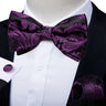 Classic Black Men Bow Ties 100% Silk Bowties Butterfly Pocket Square Cufflinks Set Suit Paisley Gold Pre-Tied Bow Tie DiBanGu
