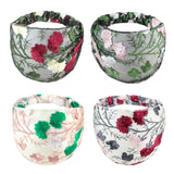 New Wide Headband for Women Ethnic Embroidery Flower Mesh Wide Edge Headbands Hibiscus Mutabilis Lace Bandaba Turban Headwear