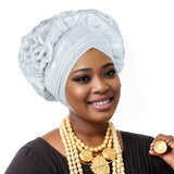 Fashion Women Elastic Ruffle African Turban Cap Lady Head Wraps Nigeria Wedding Auto Gele Headtie Party Headgear Headwear Hat
