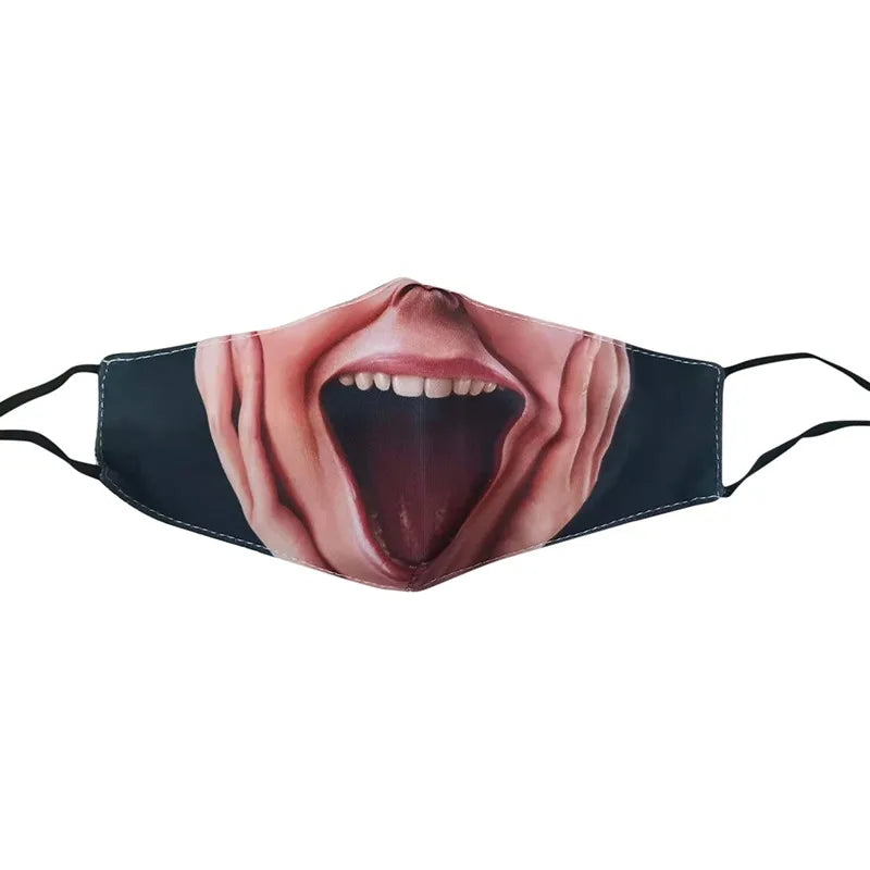 Halloween Adults Mouth Masks Funny Printed Cotton Blend Facial Expressions Washable Mascaras Face Shield Masque Facial Masks