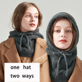 Winter Balaclava Hat for Men&Women Knitted Hooded Cap Outdoor Windproof Drawstring Hat One-Piece Neck Beanie Capofficial website