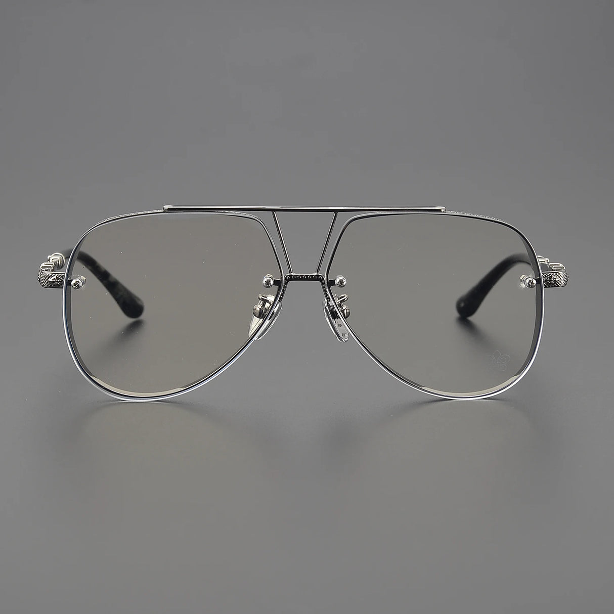 Anti Blue Light Lenses Titanium Eyeglass Frame Rectangular Full Frame Fashionable Carved Optical Prescription Glasses Unisex