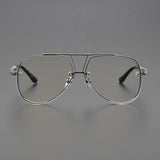 Anti Blue Light Lenses Titanium Eyeglass Frame Rectangular Full Frame Fashionable Carved Optical Prescription Glasses Unisex