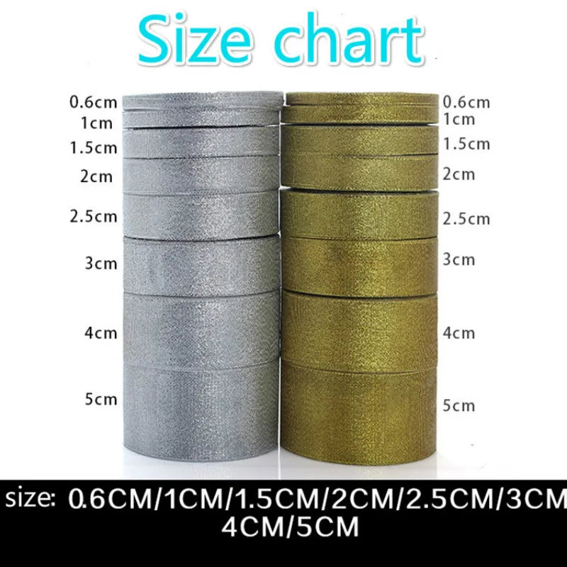 22metersRoll Gold Silver Glitter Satin Ribbon Crafts Wedding Decorative DIY Organza Onions Ribbons Bow Christmas Gift Supplies