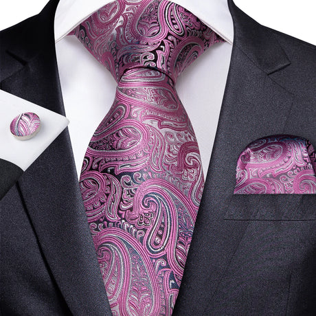 Men Tie Orange Paisley Luxury Silk Polyester Wedding Prom 8cm Necktie Set Pocket Square Cufflinks Gift for Husband Men Accessory