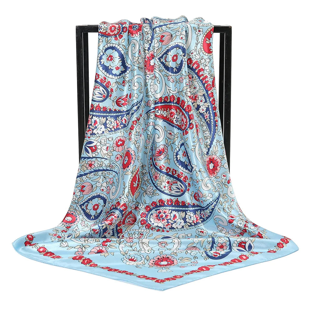 90*90cm Luxury Brand Women Silk Scarfs Print Square Scarves Spring Summer Shawls For Ladies