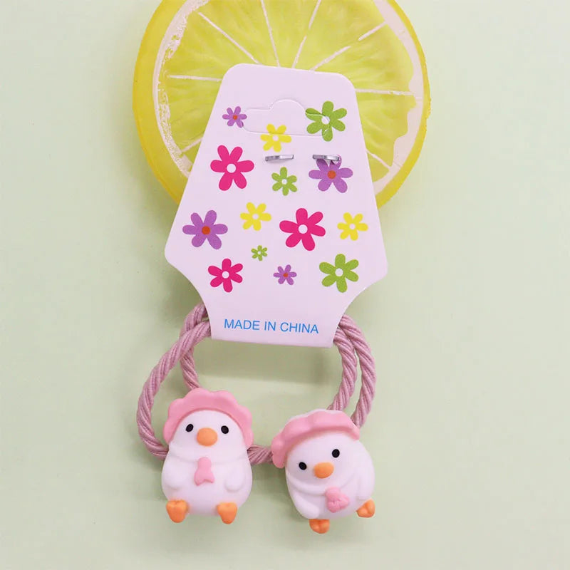 2 Pcs Lovely Little Chicken Children Elastics Hair Bands Hairpins Hair Clips Headwear Barrette Baby Girls Kids Hair Accessories