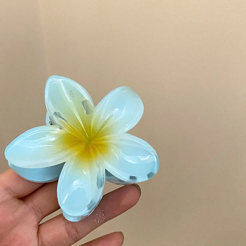 Hot Bohemia Gradient Colorful Acrylic Egg Flowers Hair Claw Clips For Women Beach Forest Style Sweet Headwear New Accessories
