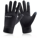 Men Windproof Motorcycle Gloves Outdoor Sports Ski Running Touch Screen Thin Style Fleece Gloves Non-Slip Warm Full Fingers