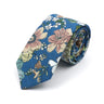 New Style Floral Printed 6cm Tie Blue Green Purple Skinny 100% Cotton Necktie For Men Women Wedding Party Suits Shirt Accessory