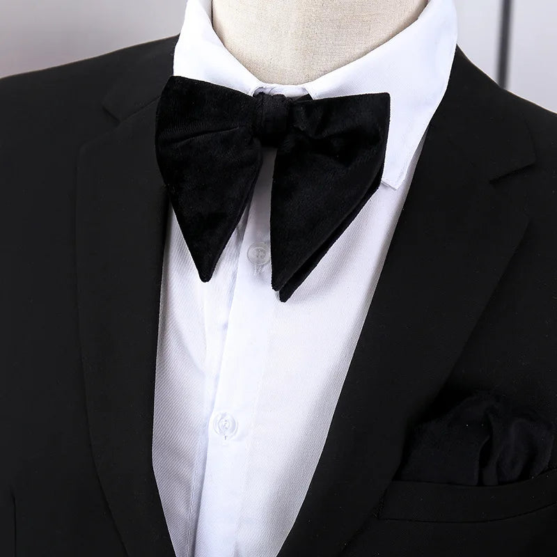 Fashion Velvet Big Bowties Flannelette Large Size Bow Ties For Men Formal Dress Handkerchief Wedding Party Tuxedo Groom Bow Knot