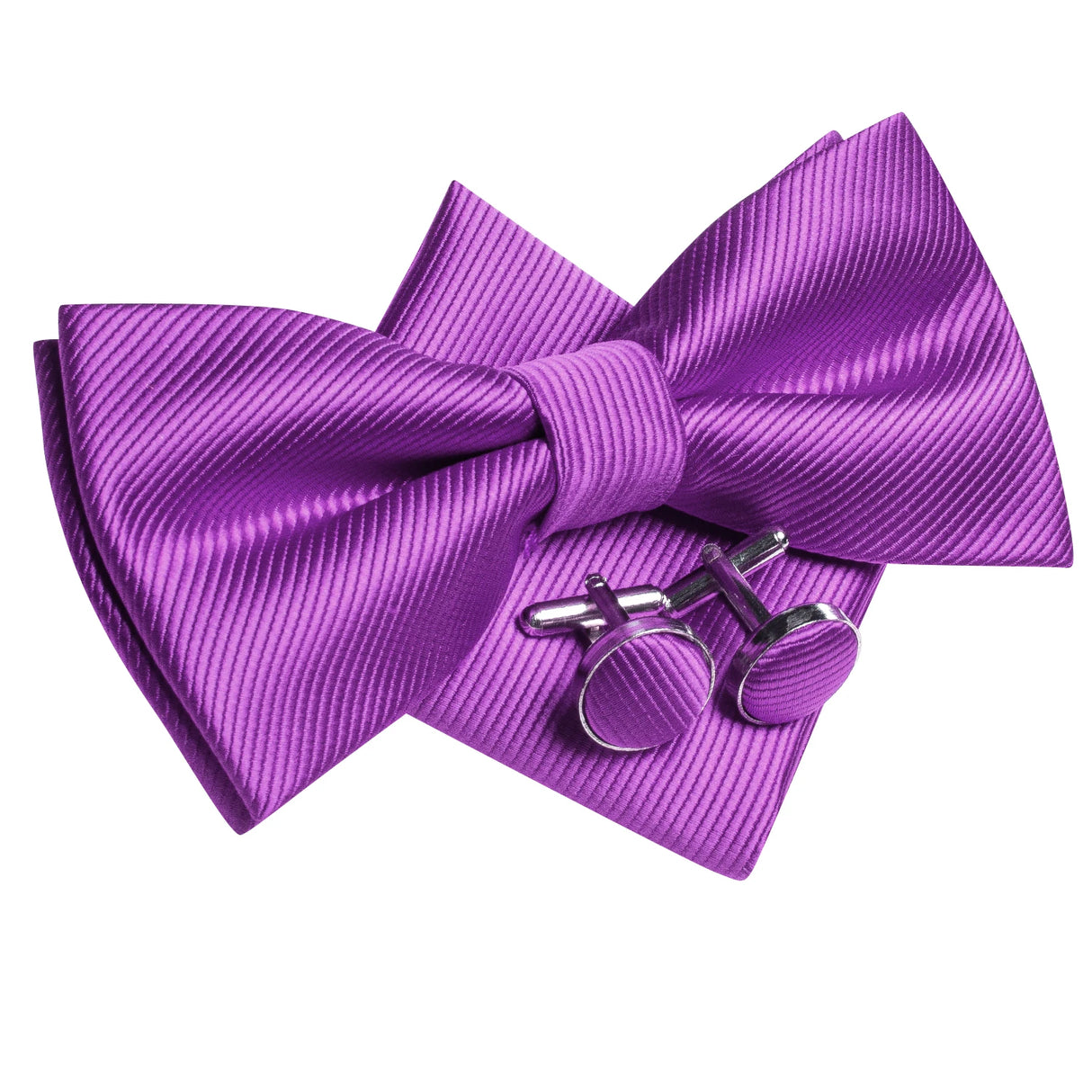 Dropshipping Solid Silk Mens Bow Tie Hanky Cufflinks Set Pre-tied Butterfly Knot Bowtie Wholesale for Male Wedding Business