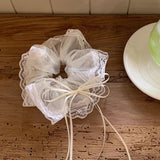 Lace Scrunchies Bowknot Ribbon Elastic Hair Bands Hair Rope Ties Hair Accessories Ponytail Holder Hair Ring INS Hair Accessories