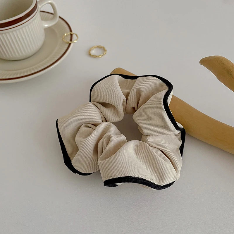 Chouchous pour cheveux coréens noirs avec nœud en soie pour femmes, élégants, élastiques, queue de cheval, accessoires pour cheveux