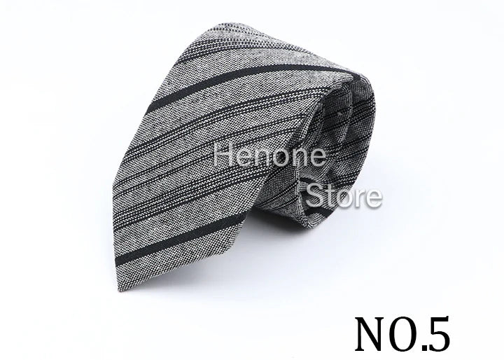 High Quality Mens 7cm Ties Classic Brown Red Striped Plaid Cotton Handmade Necktie Narrow Skinny Cravat Casual Tie Accessories