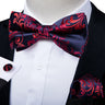 Classic Black Men Bow Ties 100% Silk Bowties Butterfly Pocket Square Cufflinks Set Suit Paisley Gold Pre-Tied Bow Tie DiBanGu
