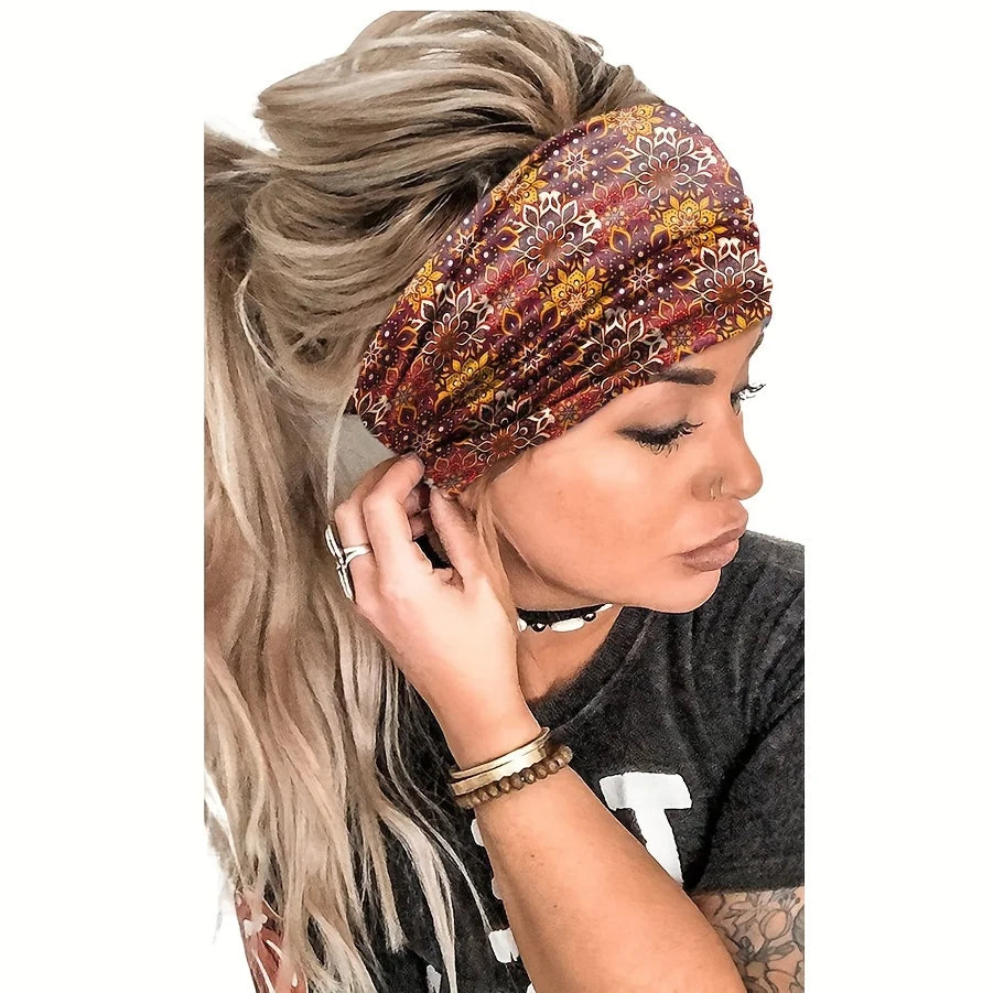 Bohemian Hair Bands in Europe and America, Dotted with Datura Flowers, Elastic and Sweat Absorbent, and Fashionable Headdrdresse