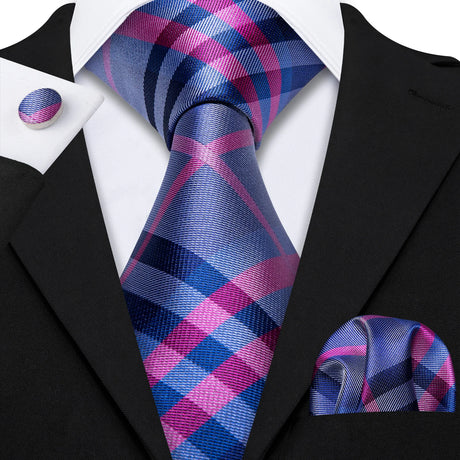 Male Gift Silk Men Tie Set Purple Violet Solid Paisley Striped Wedding Business Tie for Man Necktie Handky Cufflinks Barry.Wang