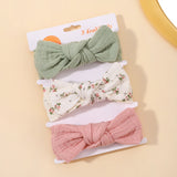 3Pcs/set Elastic Soft Headband for Baby Hair Accessories Newborn Bows Headwear Printing Toddler Bandage Ribbon Bowknot Headscarf