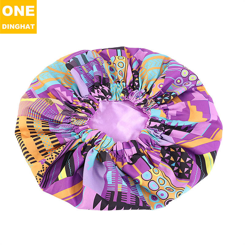 2020 New No. plus-Sized African Printing round Cap Double-Layer Satin Lining Wide Edge Nightcap Chemotherapy Hat