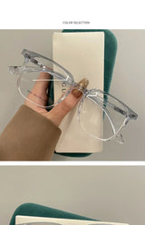 Blue Light Blocking Ladies Square Myopia Glasses New Trendy Finished Near Sight Eyeglasses Prescription Minus Eyewear Diopter